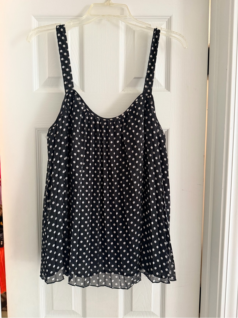 new directions Black and White Polka Dot Spaghetti Strap Camisole